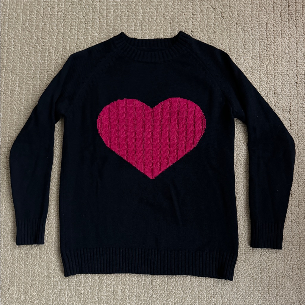 Cable Knit Cute Heart Sweater Size S